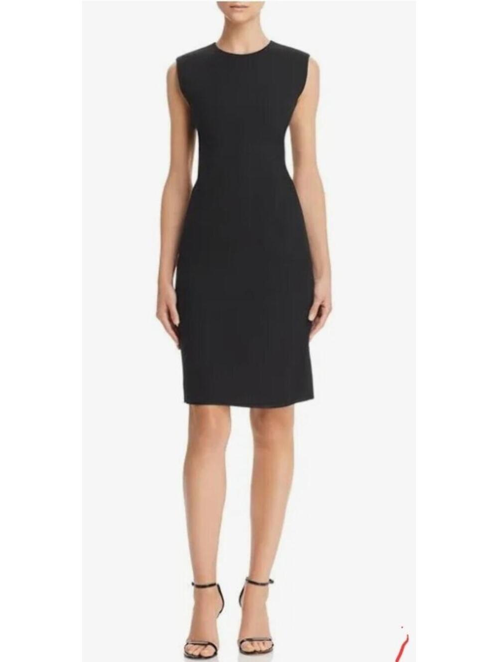 NWT Theory Womens Dress 6 Black Structured Fitted Double Stretch Cotton $365